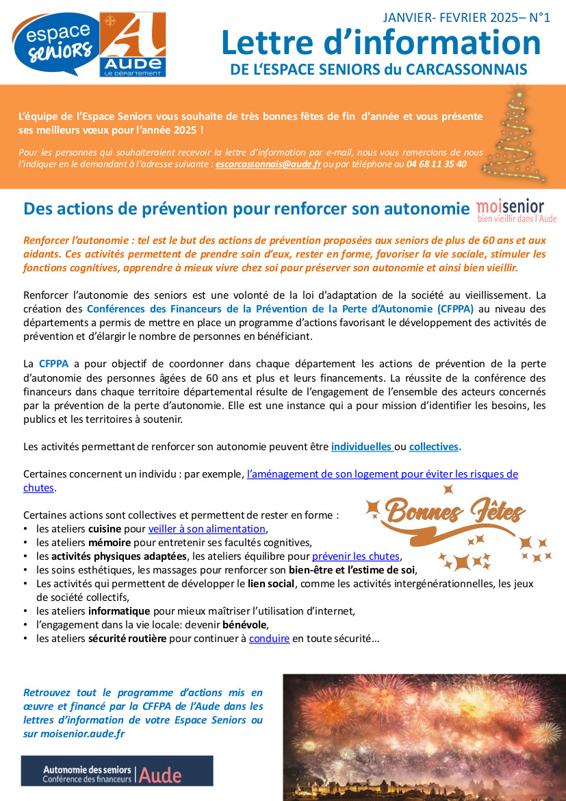 23 12 2024 Lettre dinformation Espace Seniors Carcassonnais
