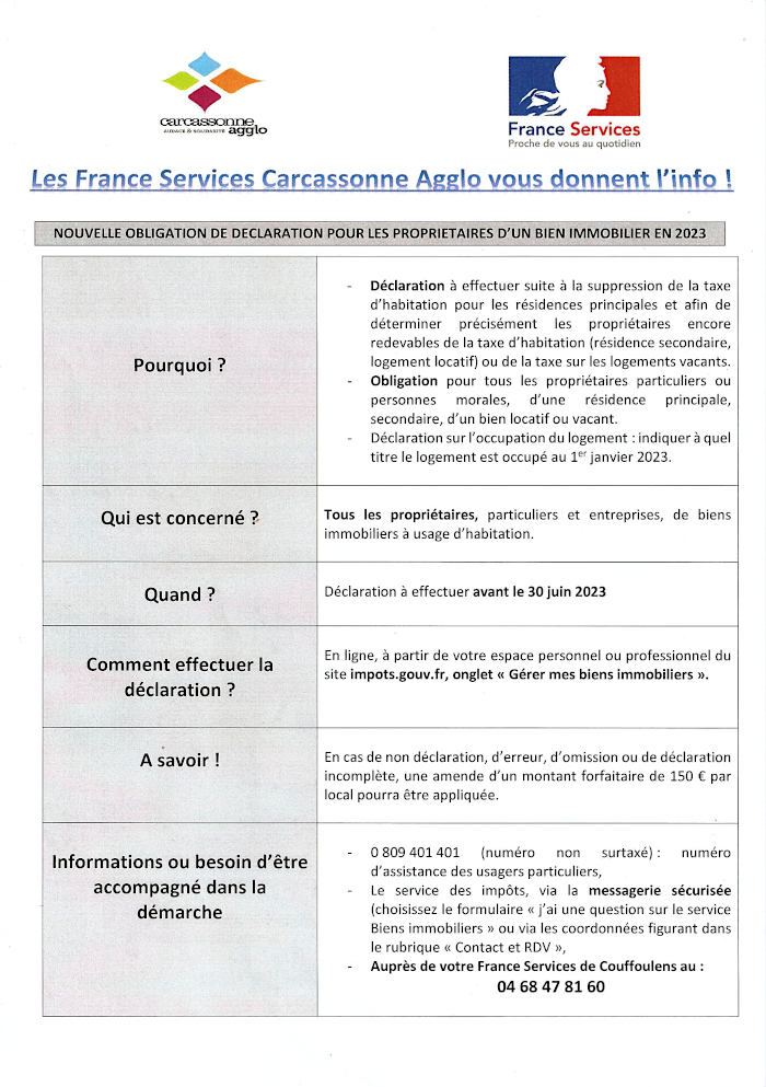Déclaration biens immobiliers